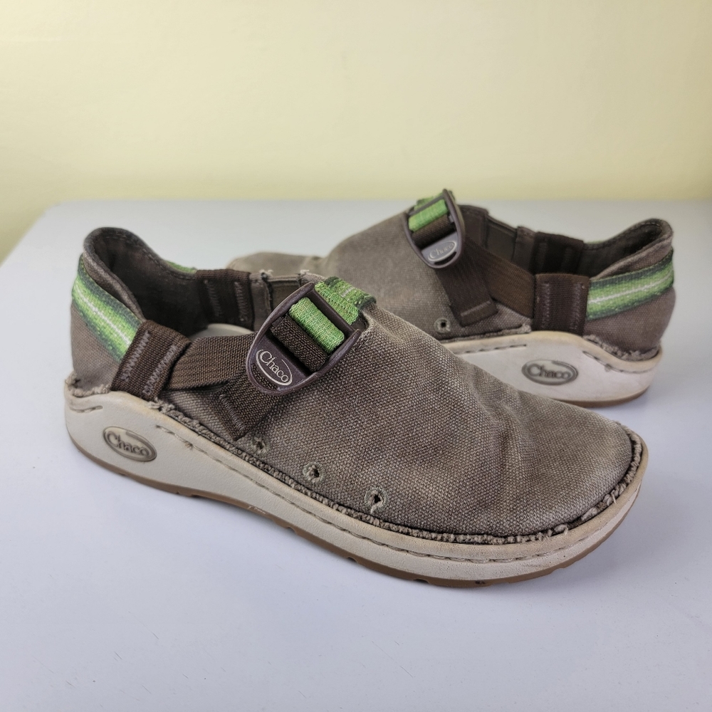 CHACO Pedshed Canvas Green Brown Hiking Shoes Sandals
